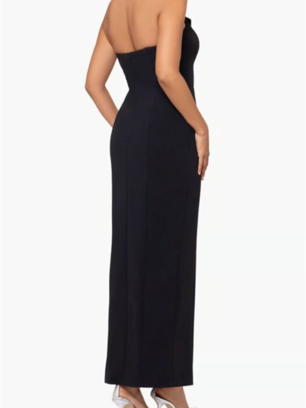 Betsy & Adam Black Strapless Tuxedo Gown - Picture 4 of 11
